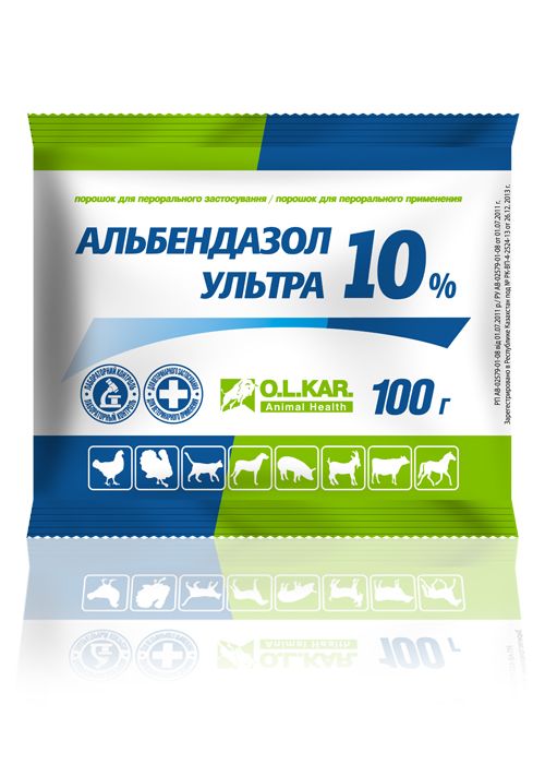 Альбендазол ультра 10% пор. 100гр Олкар ц