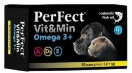 ДОБАВКА PERFECT ДЛЯ СОБАК И КОШЕК VIT&MIN OMEGA 3+ ( 50 КАПСУЛ ПО 1 Гр ), ВИТСИНТЕЗ 
