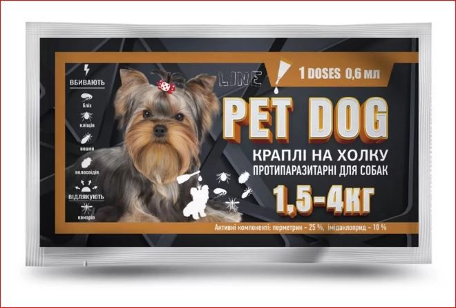 Капли Pet Dog  для собак 1,5-4  кг\0,6 мл  №10