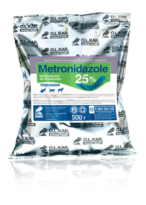 Метронидазол 25% порошок 500 г\пак. Олкар ц